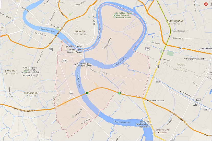 Google Map of Amphoe Phra Pradaeng district (click for map)
